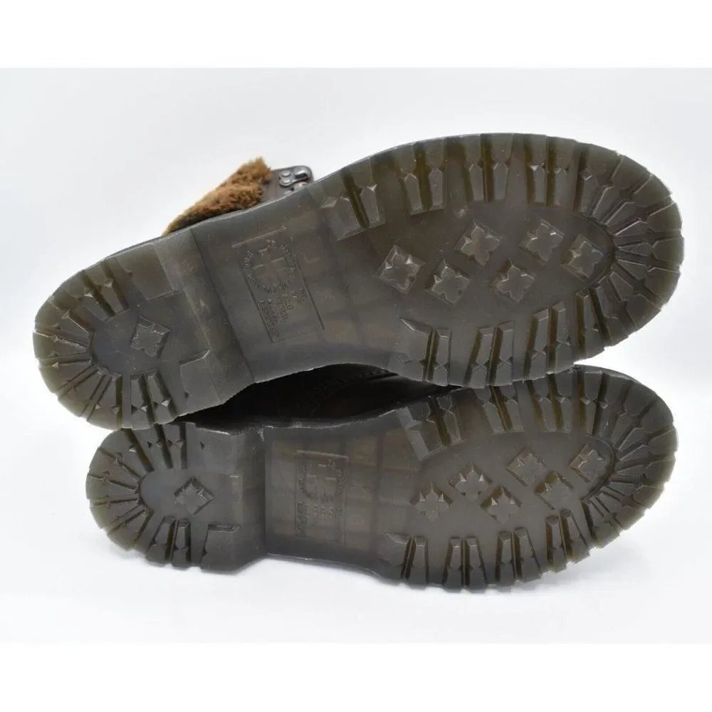 Dr Martens 1460‎ Womens Size 8 Serena Collar Lined Brown Leather Winter Boots